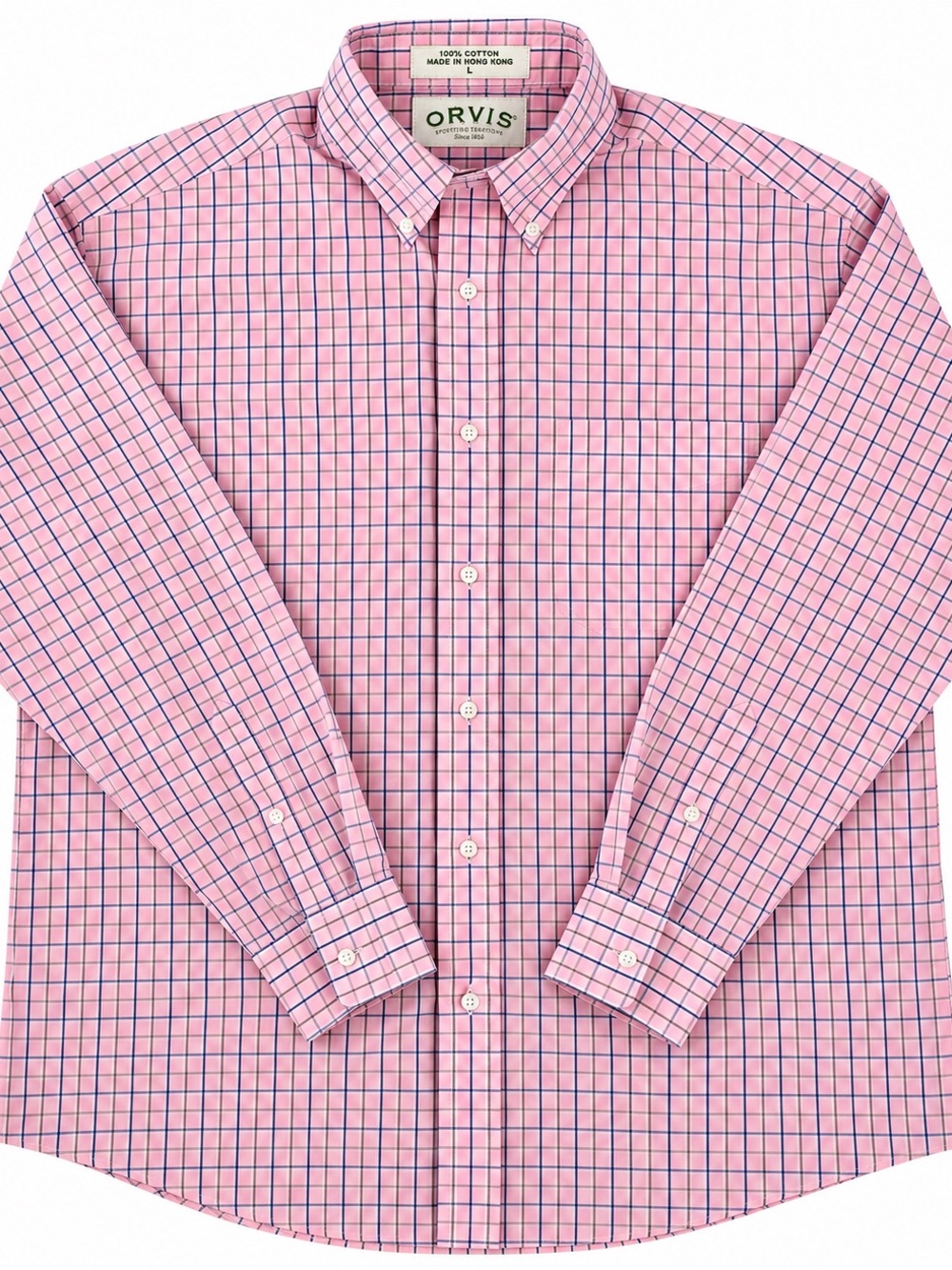 Orvis Men’s Pink Plaid Button-Down Shirt